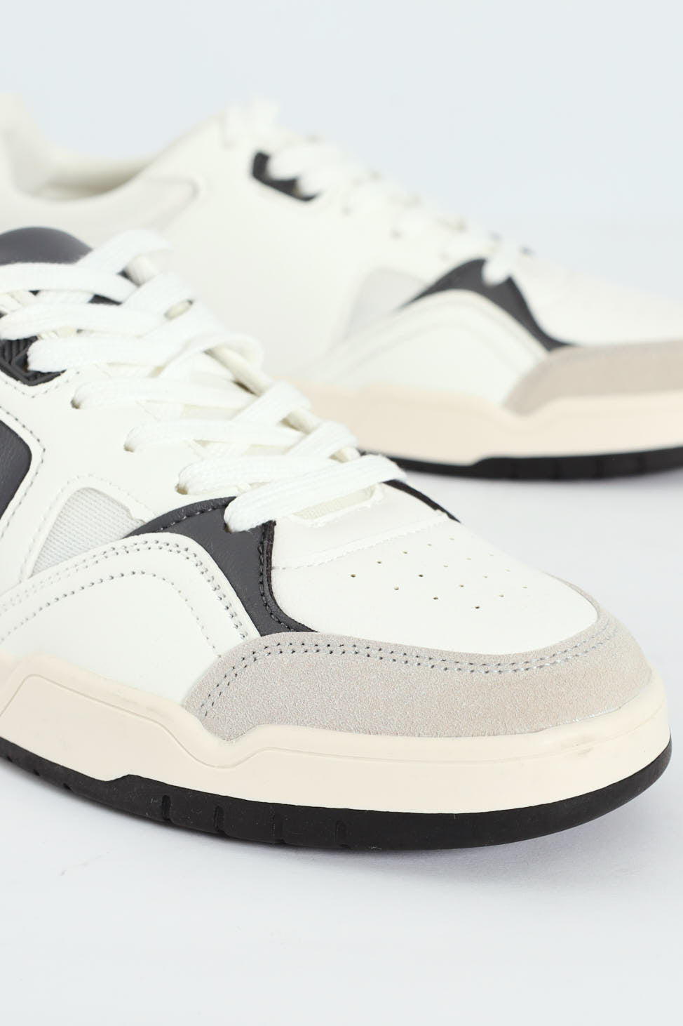 Panelled Fashion Court Sneaker - White/Grey