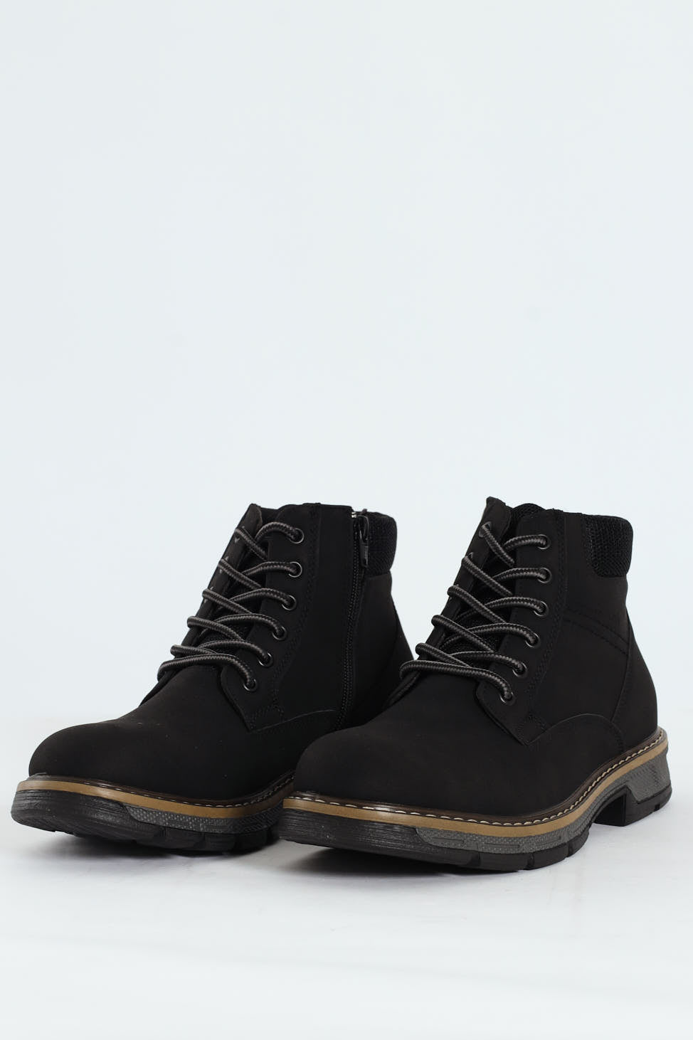 Lace Up Worker Boot - Black