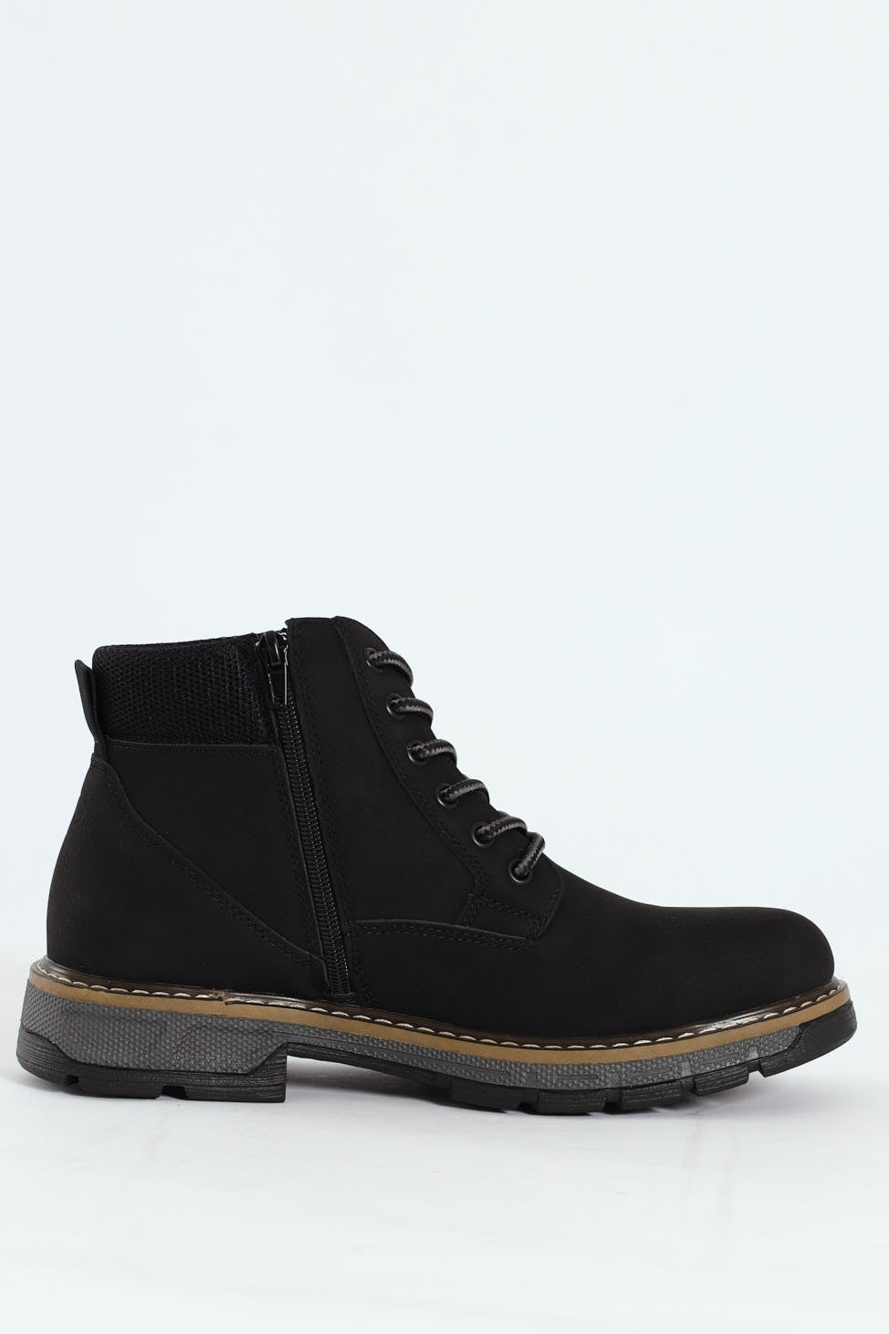 Lace Up Worker Boot - Black