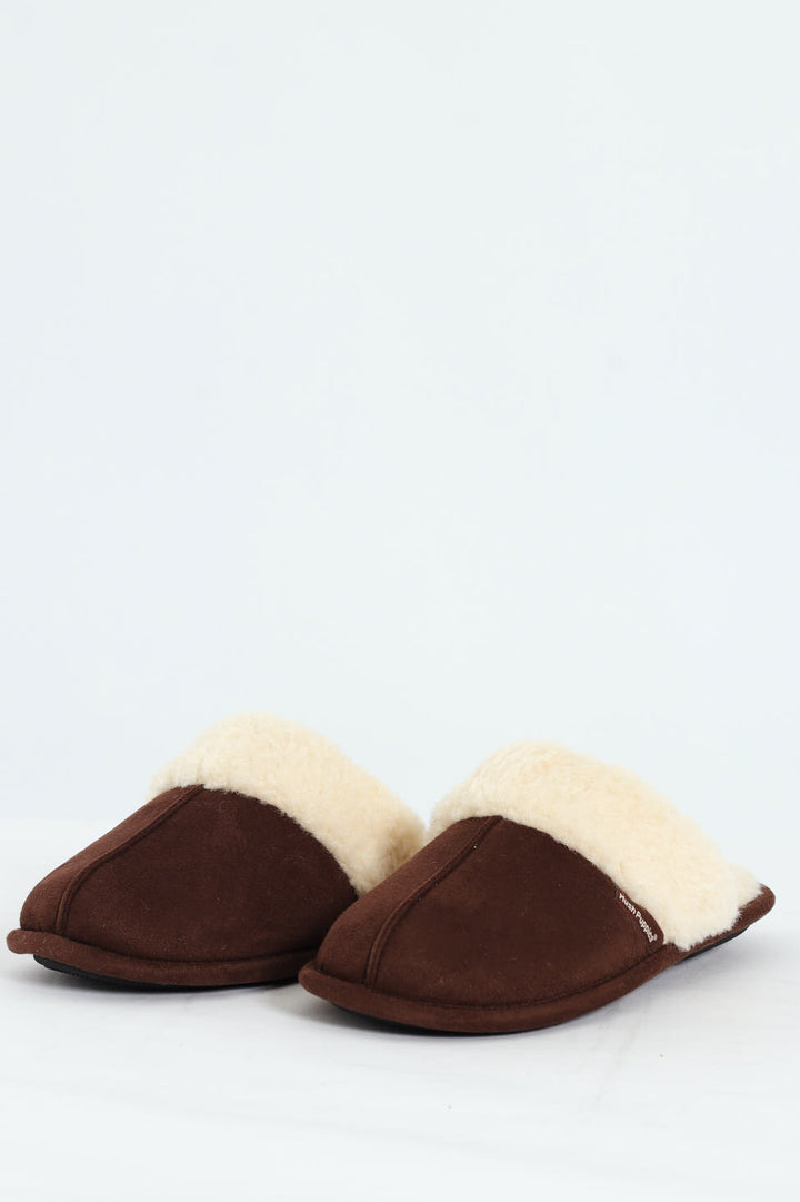 Aaron Fur Lined Slipper - Brown