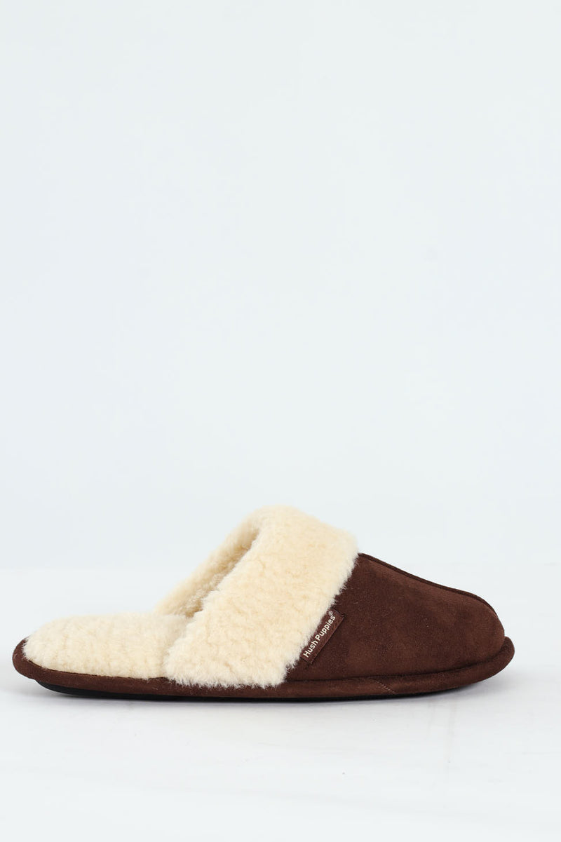 Aaron Fur Lined Slipper - Brown