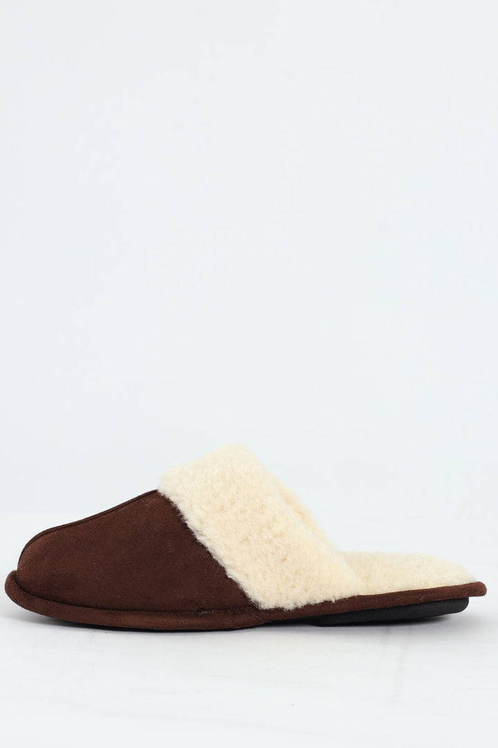 Aaron Fur Lined Slipper - Brown