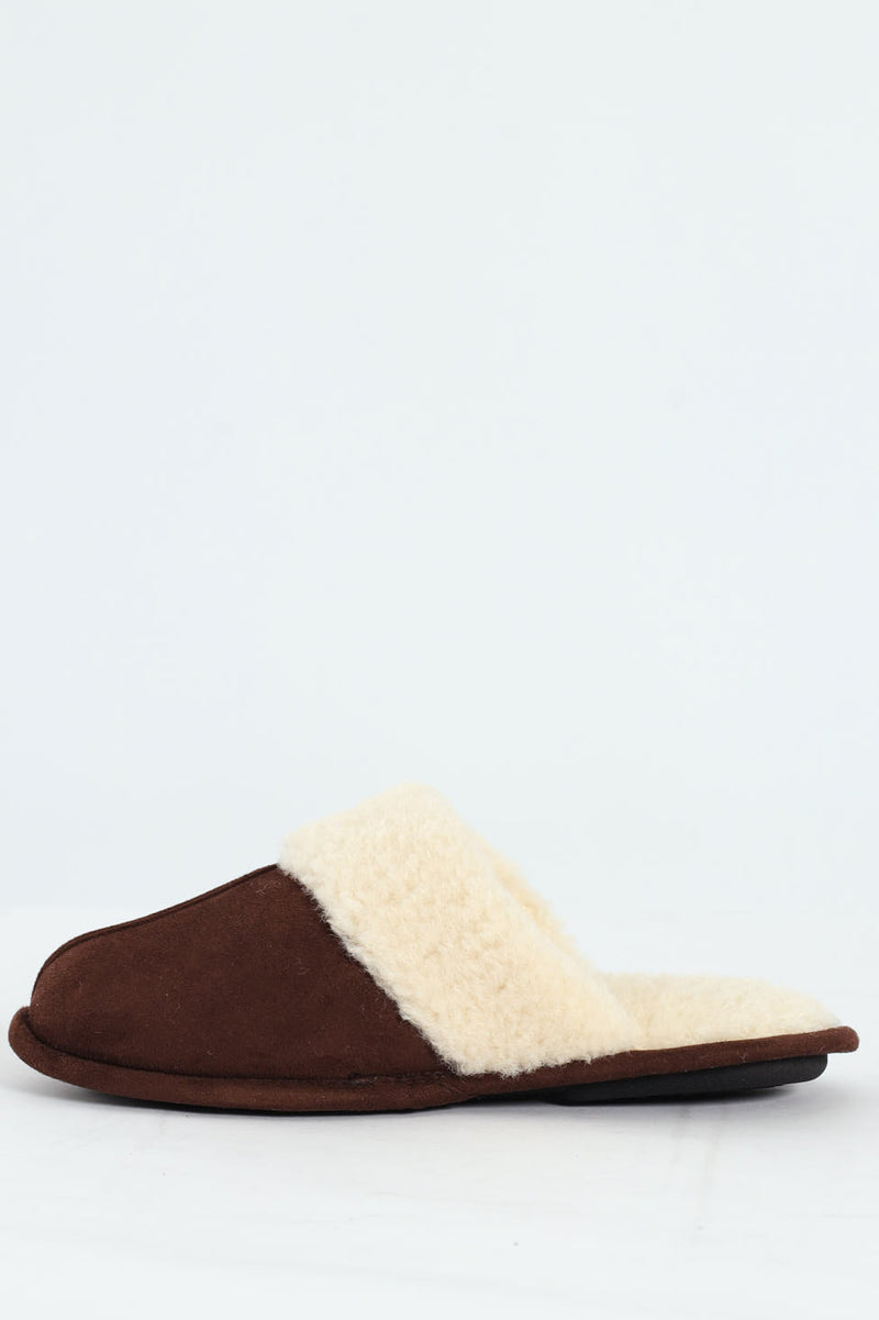 Aaron Fur Lined Slipper - Brown