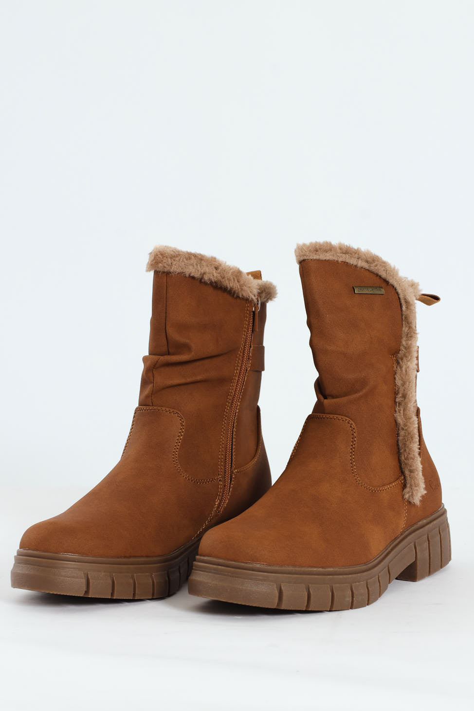 Kiera Fur Lined Mid Calf Lug Sole Boot - Tan