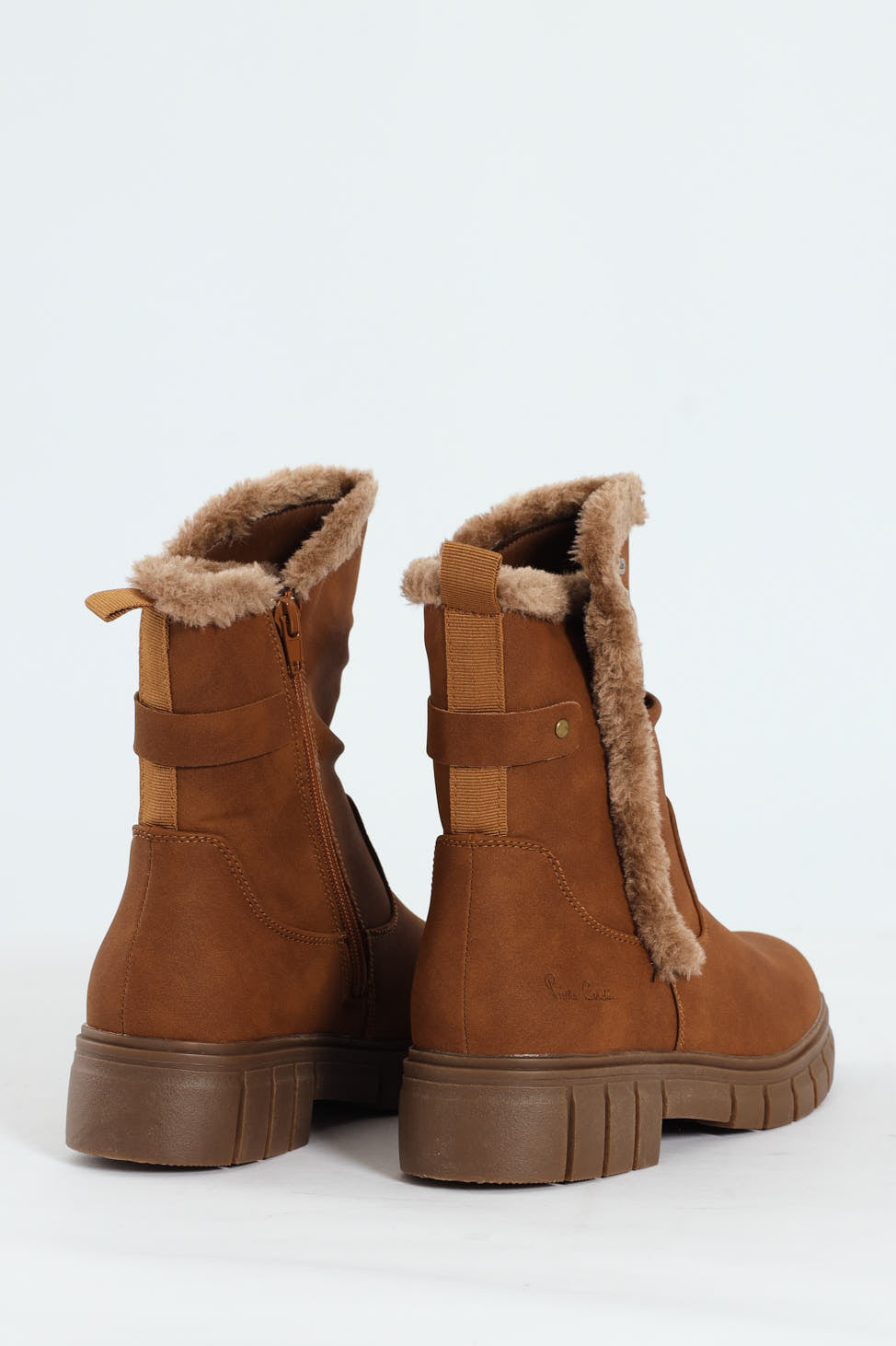 Kiera Fur Lined Mid Calf Lug Sole Boot - Tan