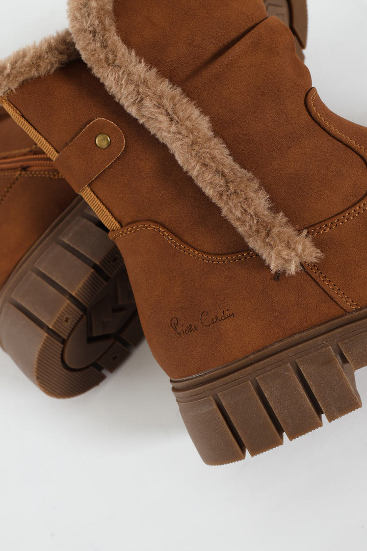Kiera Fur Lined Mid Calf Lug Sole Boot - Tan
