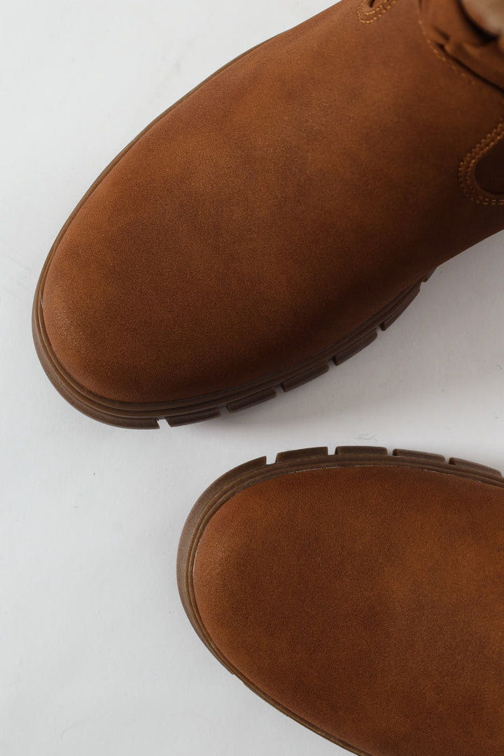 Kiera Fur Lined Mid Calf Lug Sole Boot - Tan