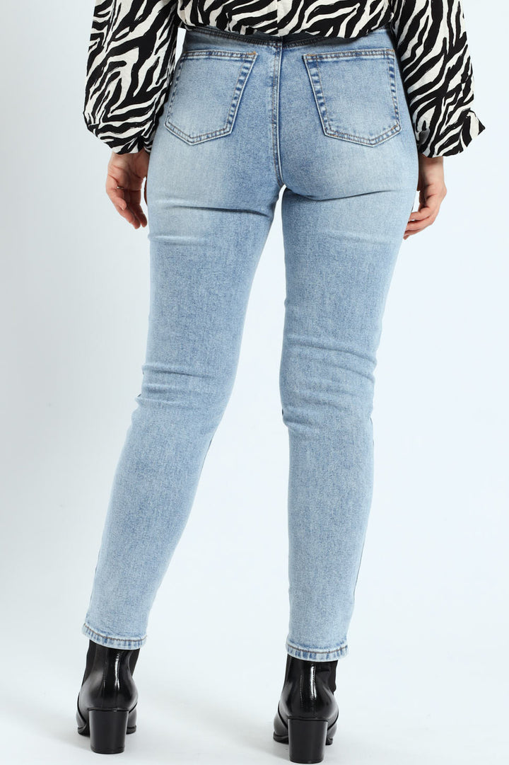 Rip Knee Mom Jean - Light Wash