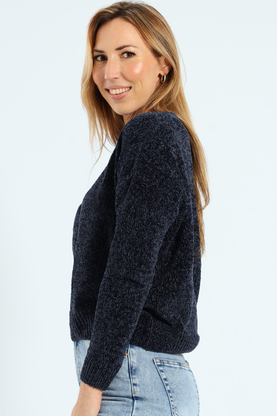 Chenille Pullover - Navy