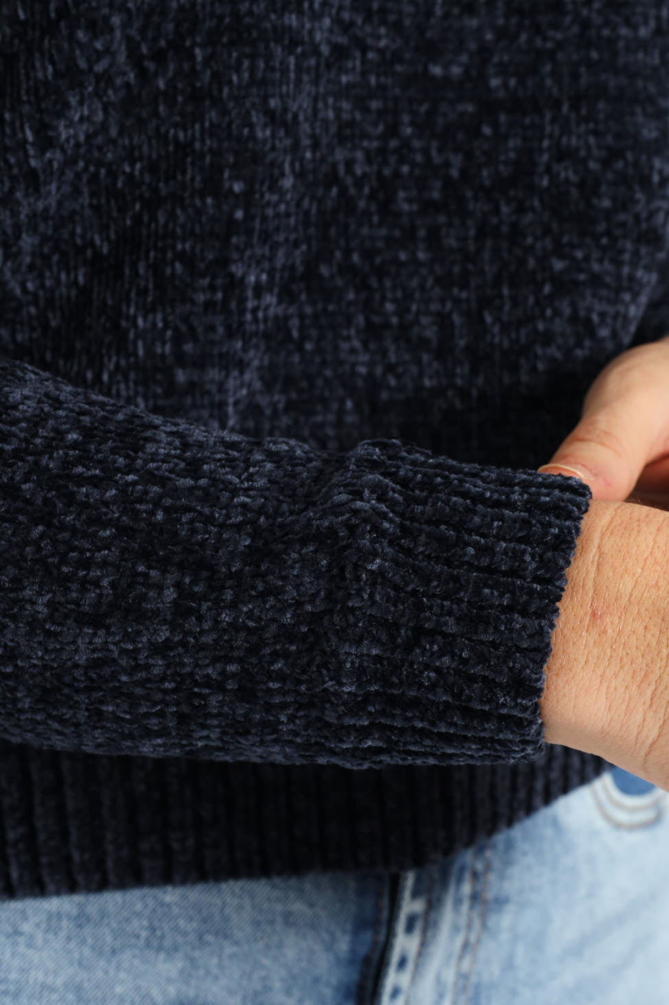 Chenille Pullover - Navy