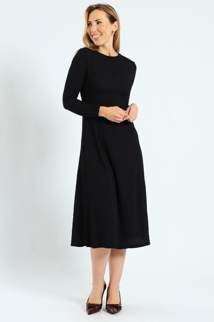 Fit & Flare Panelled Knit Midi Dresses
