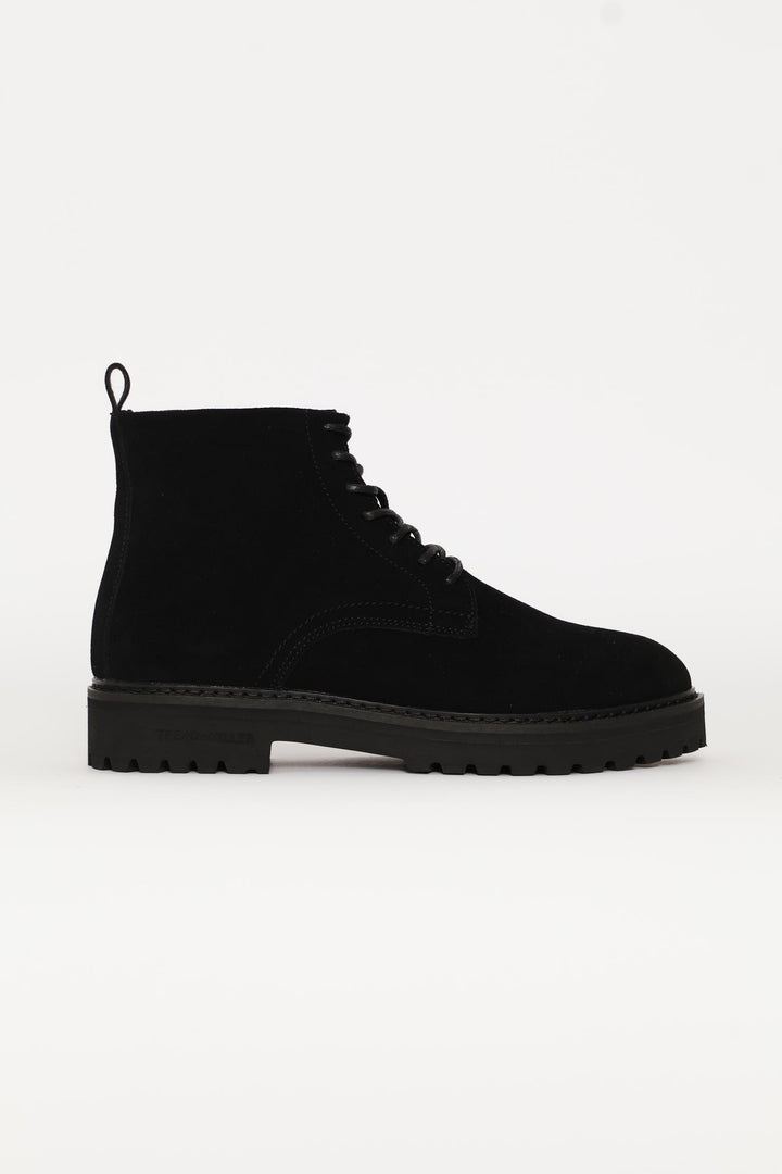 Nubuck Lace Up Worker Boot - Black