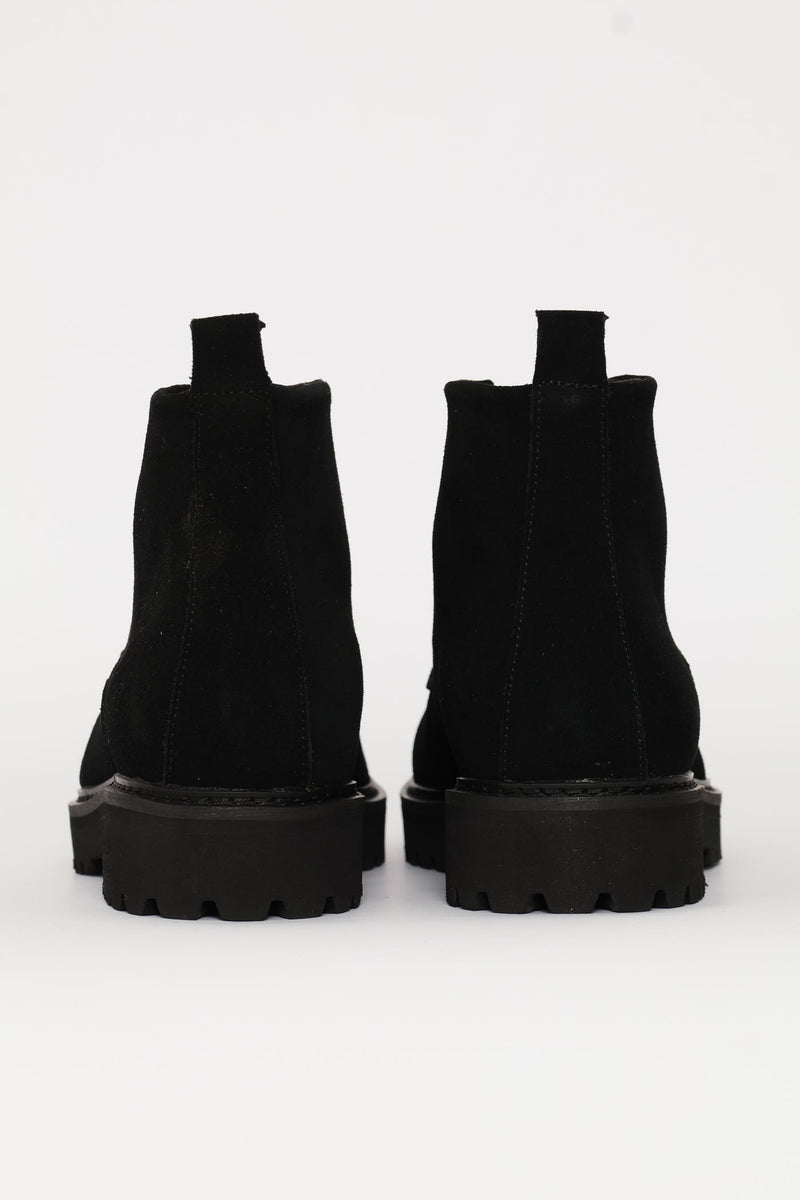 Nubuck Lace Up Worker Boot - Black