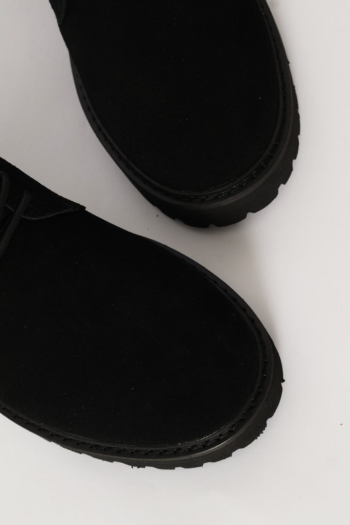 Nubuck Lace Up Worker Boot - Black