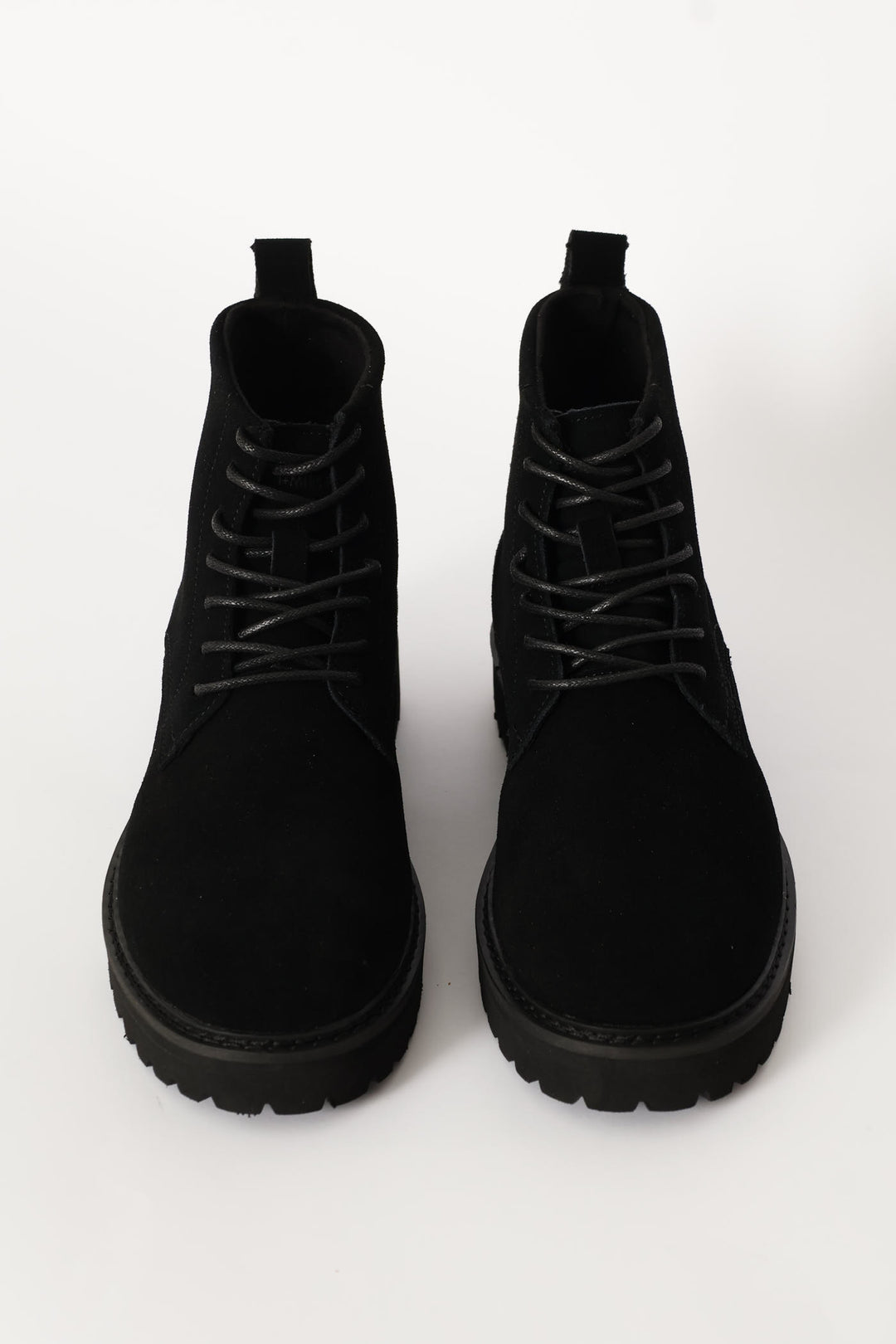 Nubuck Lace Up Worker Boot - Black