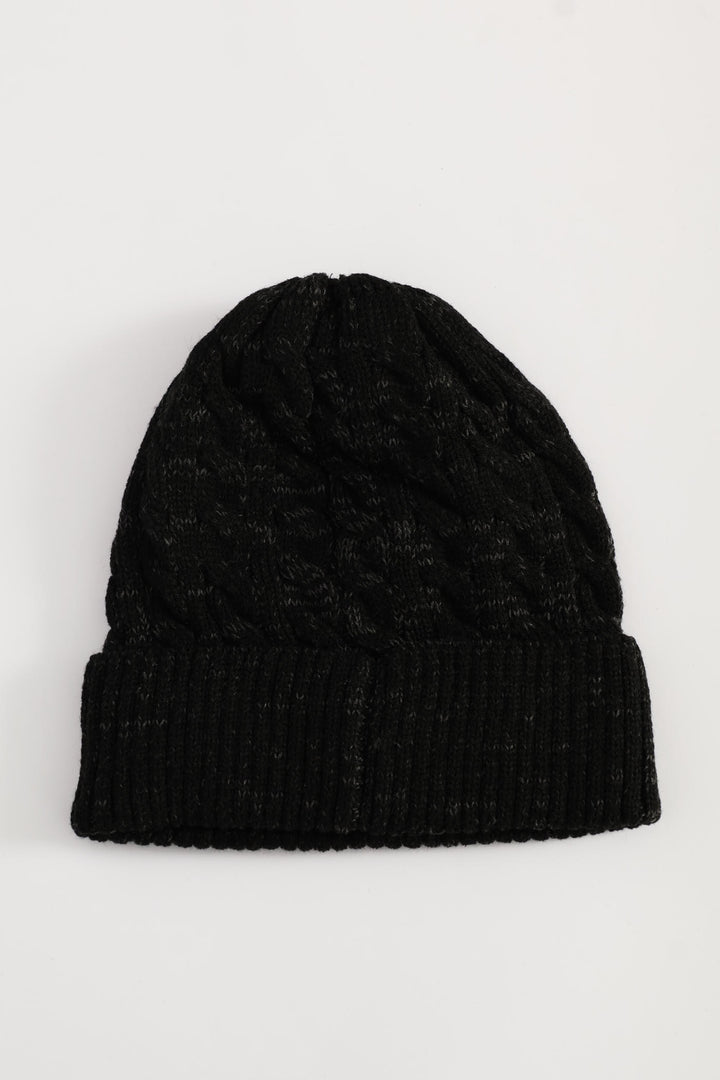 Cable Knit Beanie - Charcoal