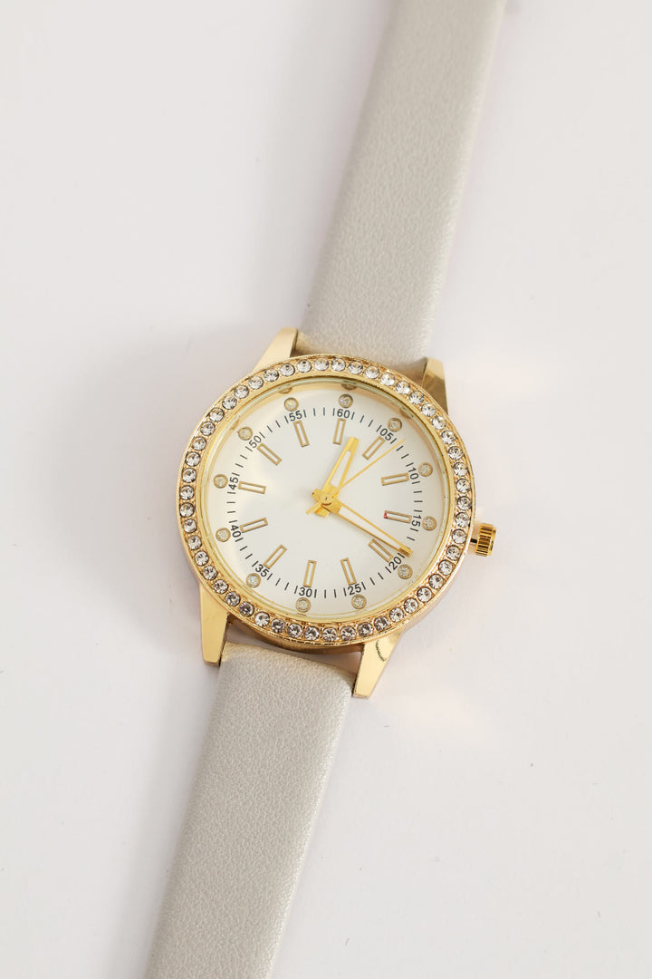 Diamante Dial Watch - Light Grey