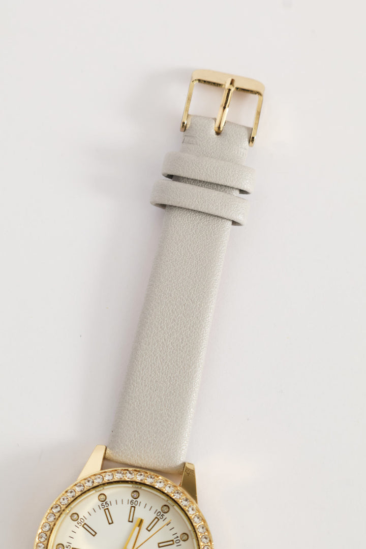 Diamante Dial Watch - Light Grey