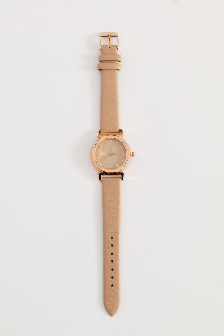 Pattern Dial Watch - Tan