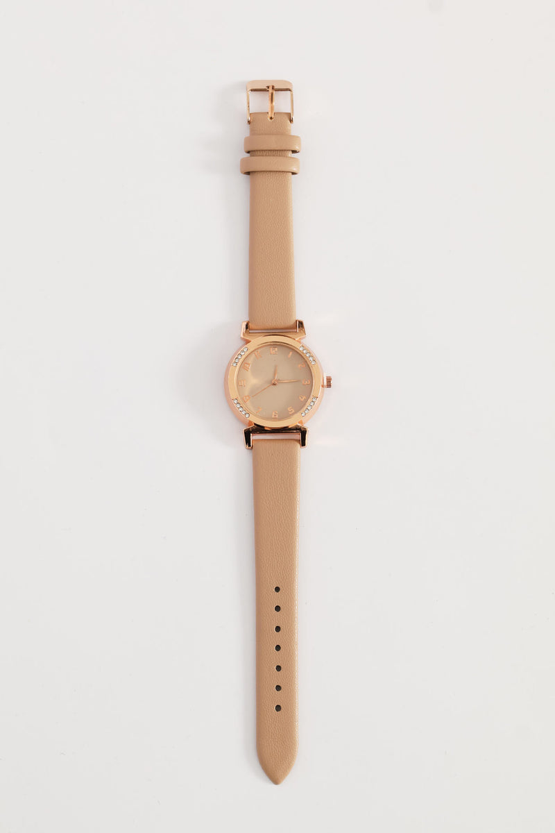 Pattern Dial Watch - Tan