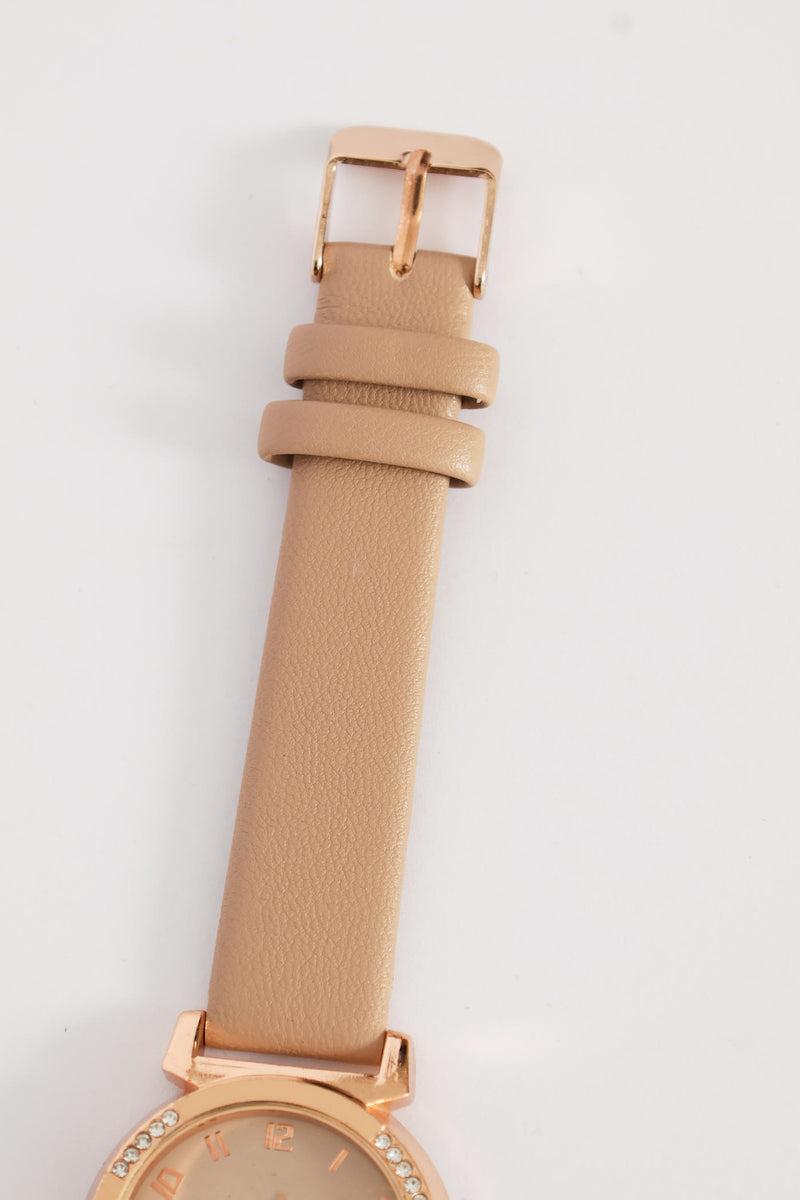 Pattern Dial Watch - Tan