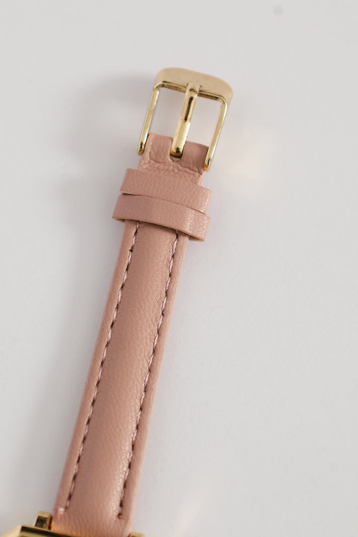 Square Face Heart Dial Watch - Mauve