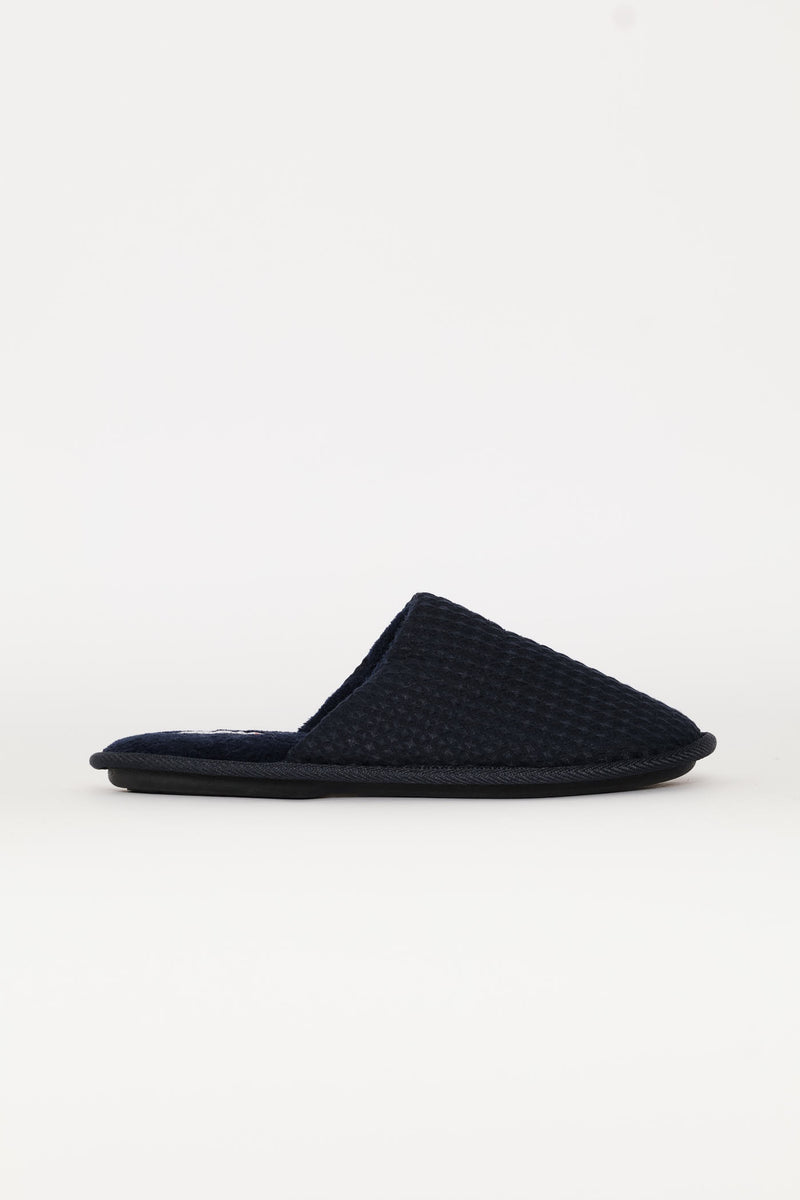 Soft Waffle Knit Upper Slipper - Navy