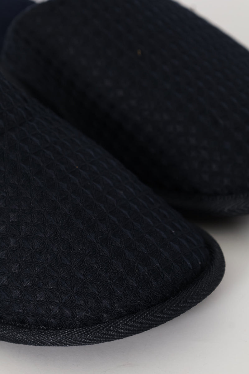 Soft Waffle Knit Upper Slipper - Navy