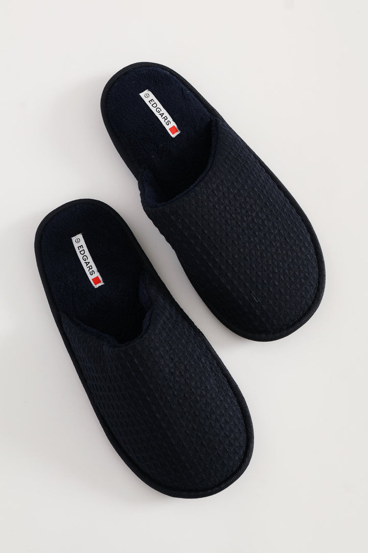 Soft Waffle Knit Upper Slipper - Navy