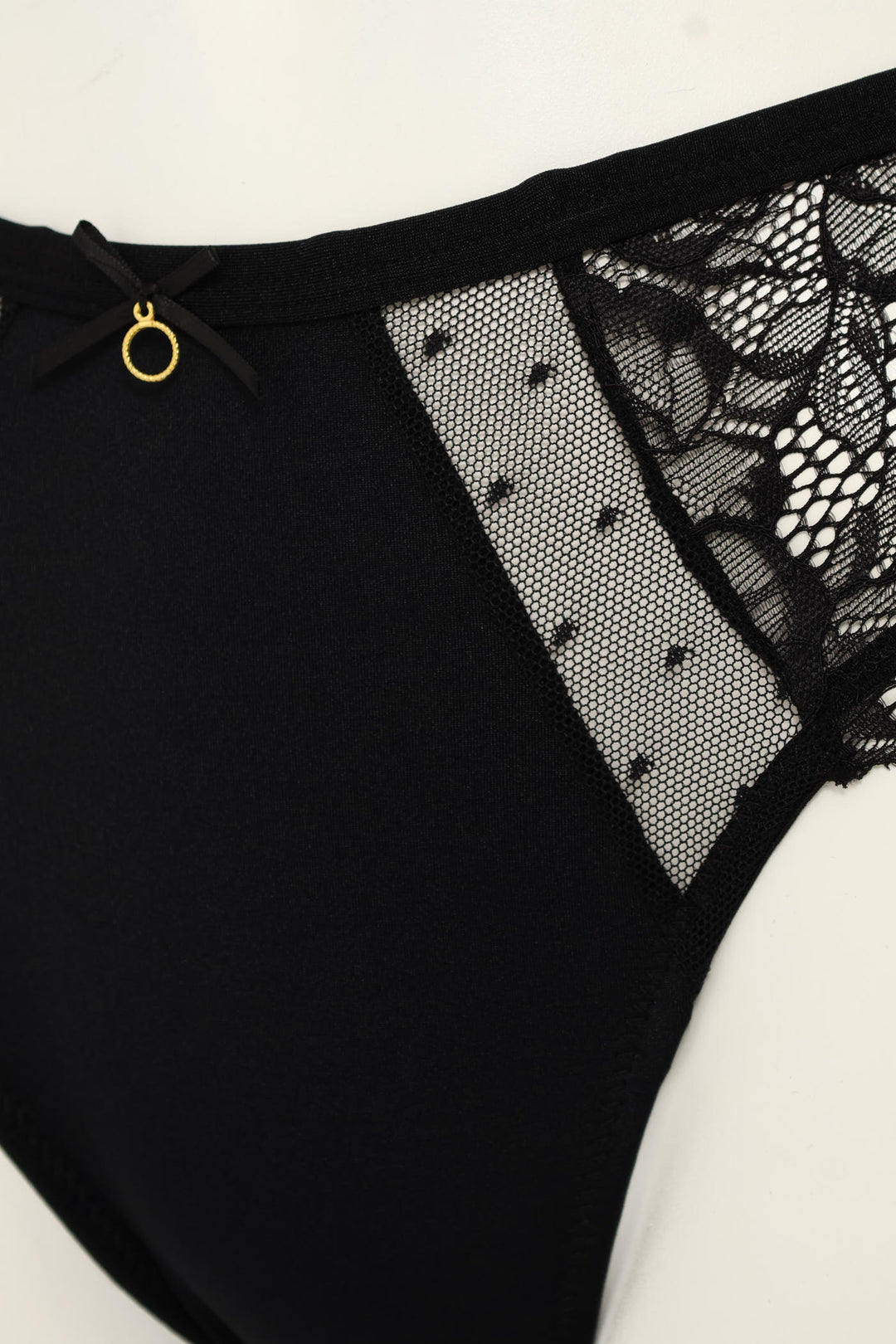 Microfibre Lace Bikini Panty - Black