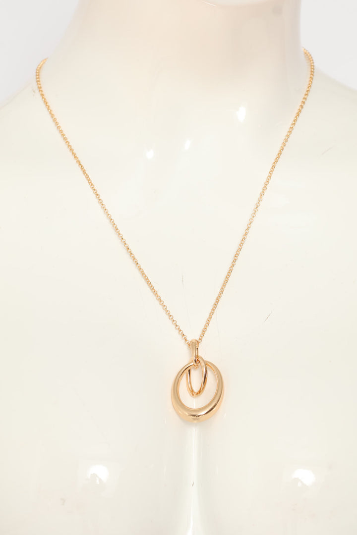 Long Oval Link Pendant Necklace - Gold