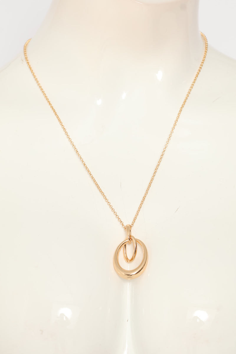 Long Oval Link Pendant Necklace - Gold