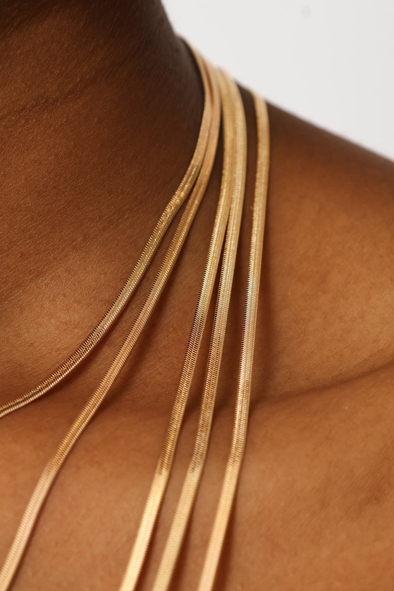 Multi Layer Snake Chain Neckalce - Gold
