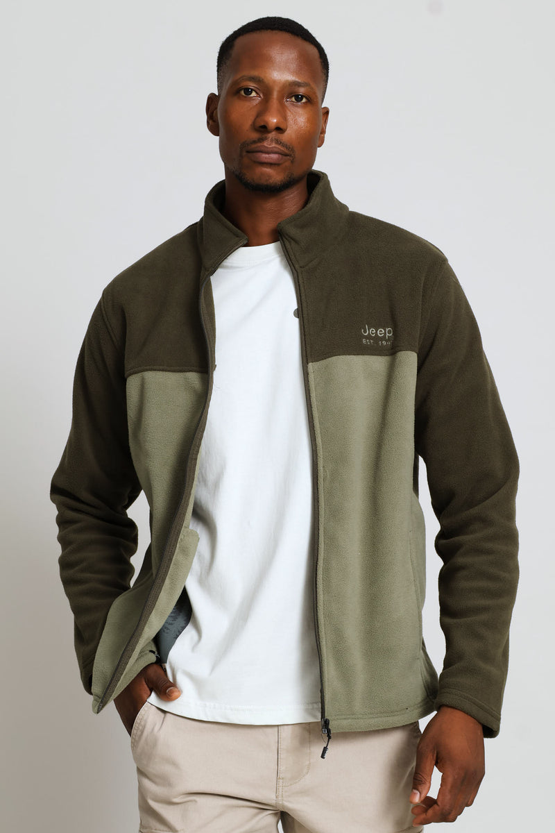 Fleece Zip Through Jacket - Olive