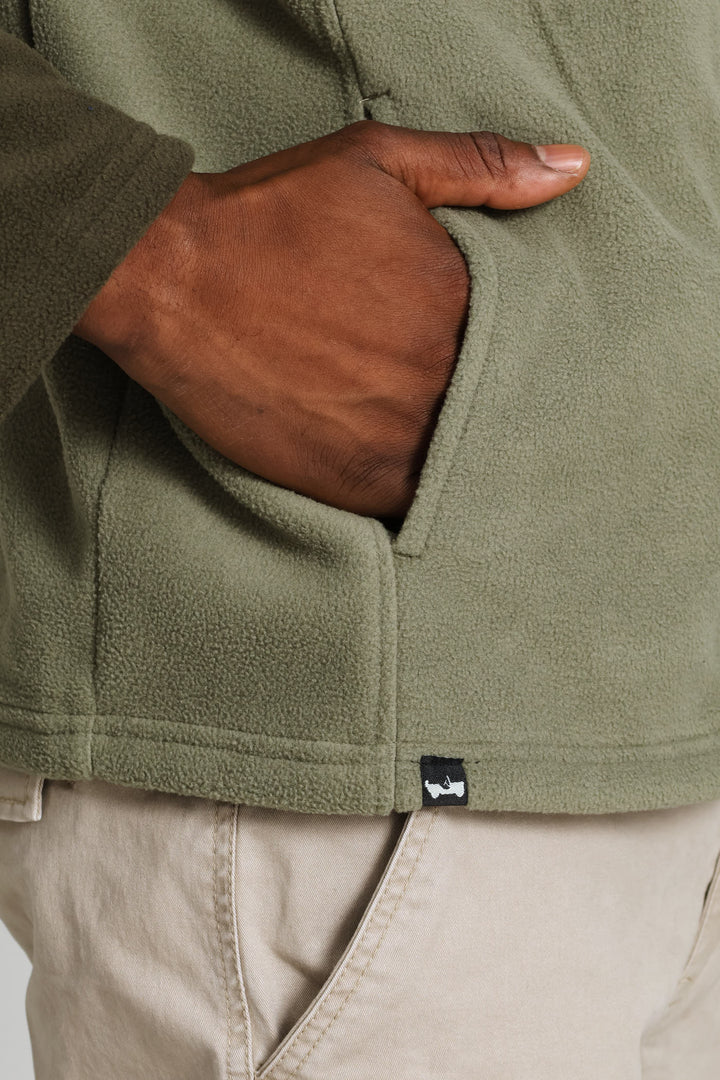 Fleece Zip Through Jacket - Olive