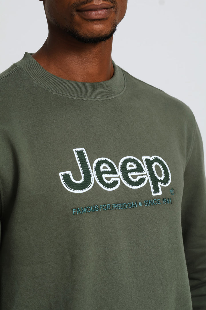 Core Applique Fleece Crewneck - Sage