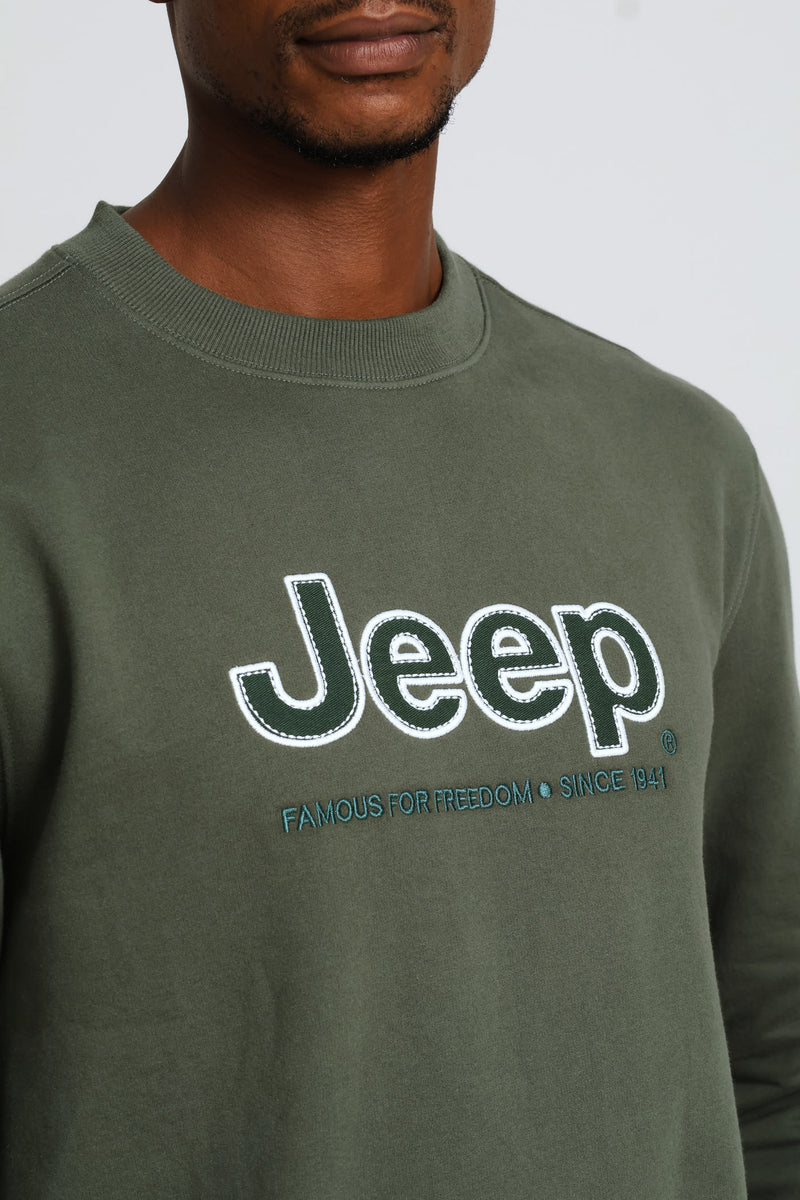 Core Applique Fleece Crewneck - Sage