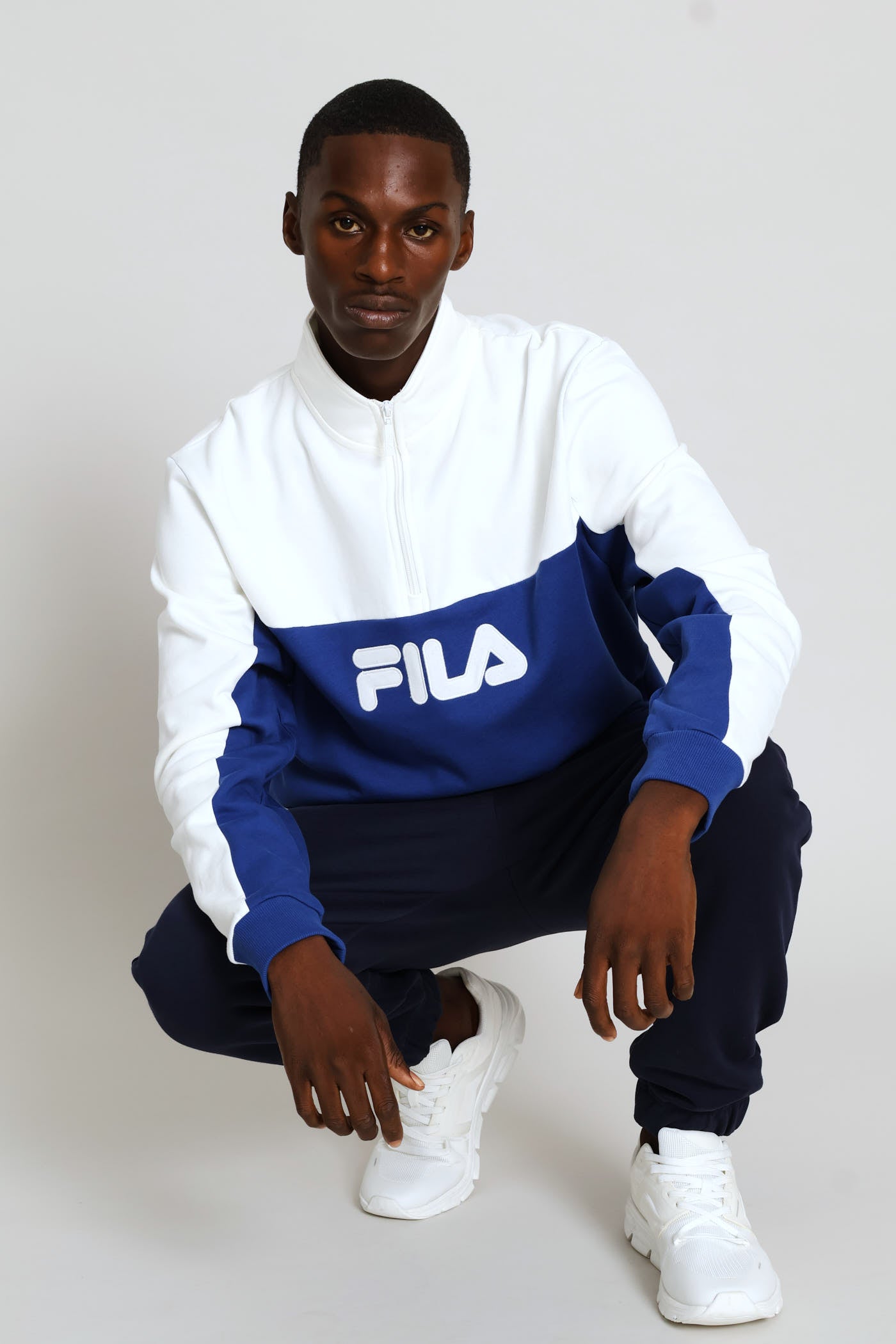 Mens Wilder 3 Quarter Zip Sweater - Blue – Edgars