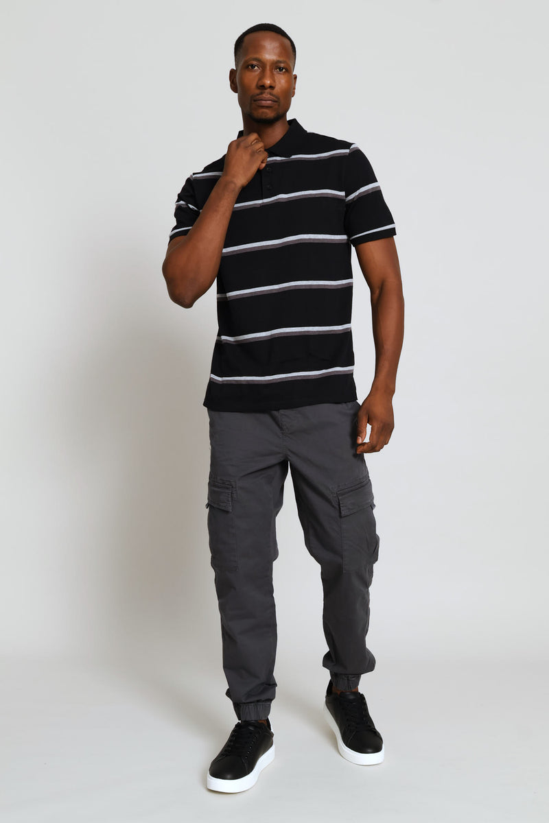 Duo Stripe Golfer - Black/Charcoal