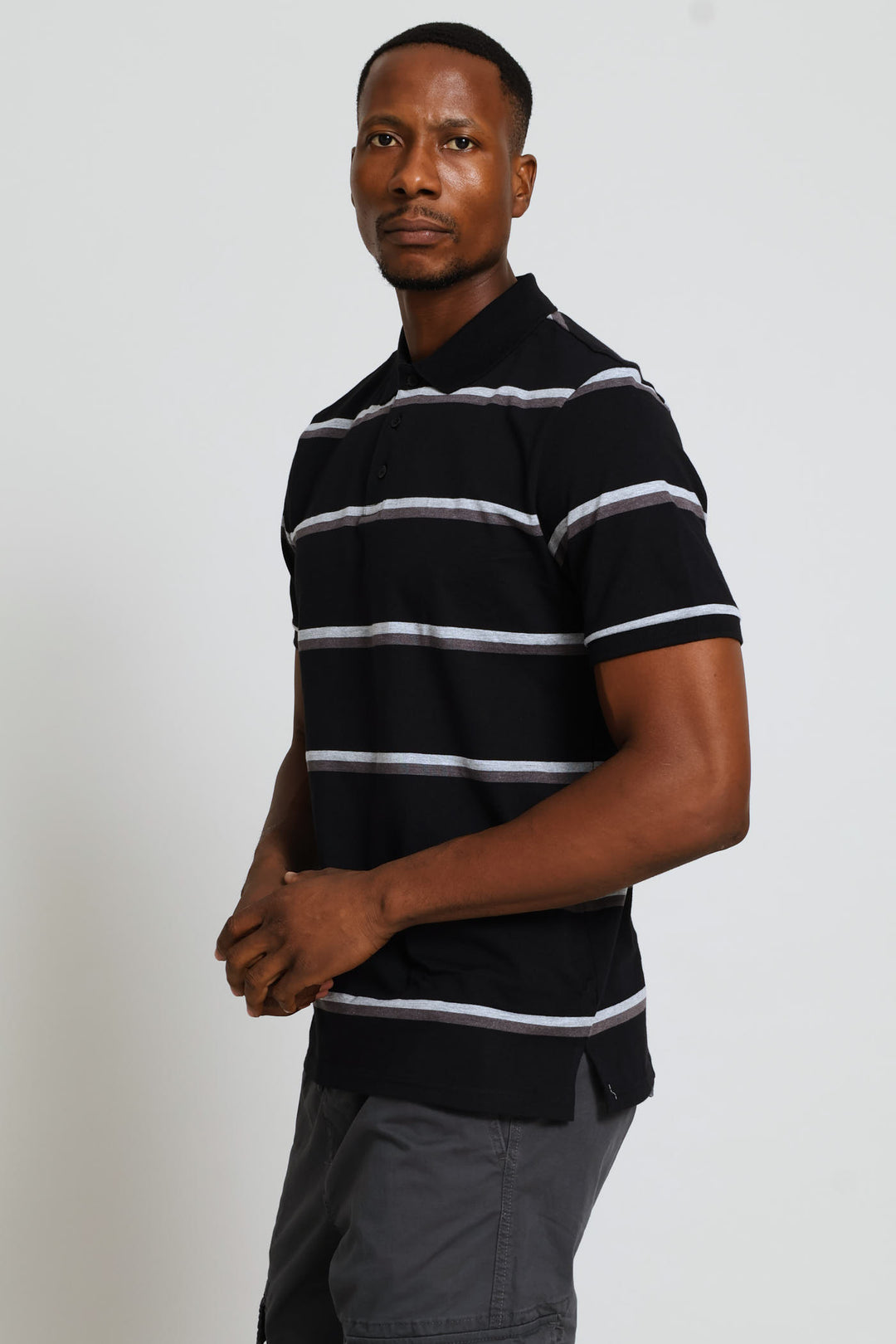 Duo Stripe Golfer - Black/Charcoal