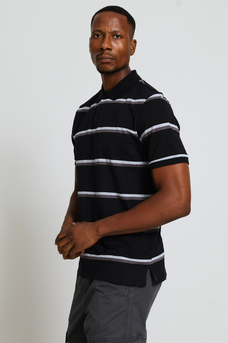 Duo Stripe Golfer - Black/Charcoal