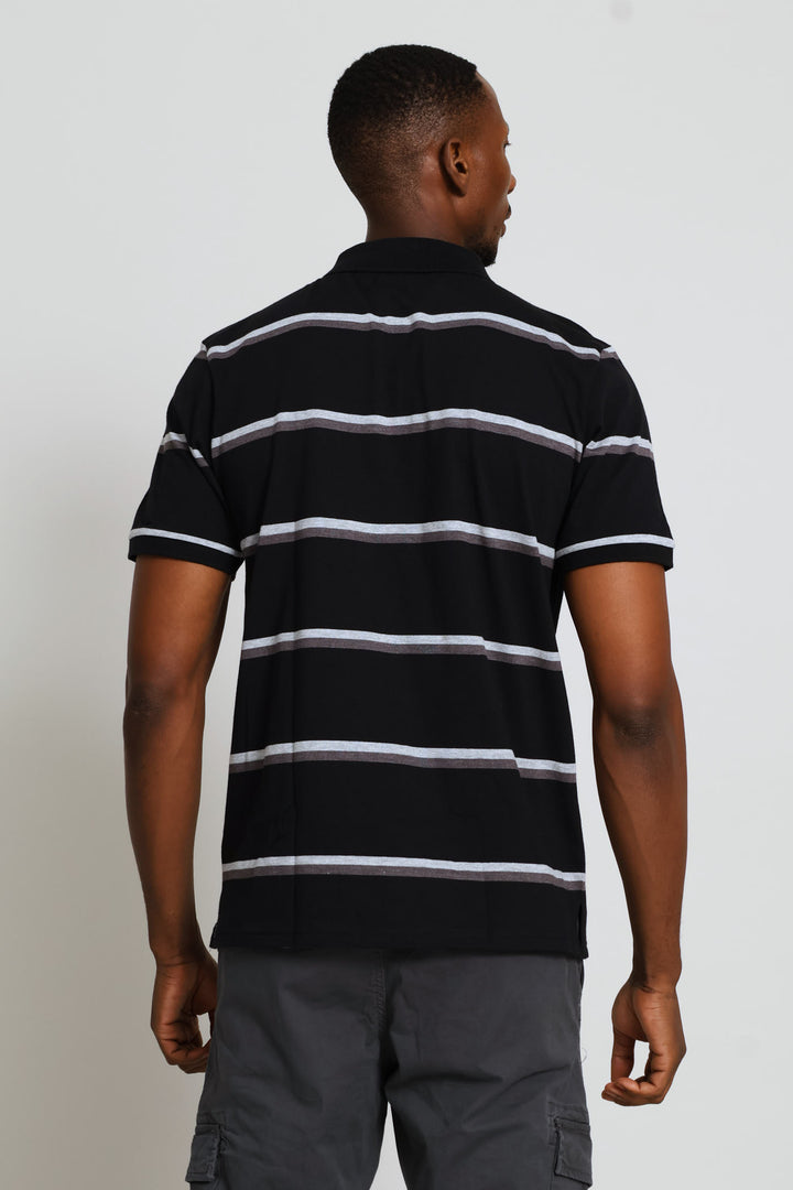 Duo Stripe Golfer - Black/Charcoal