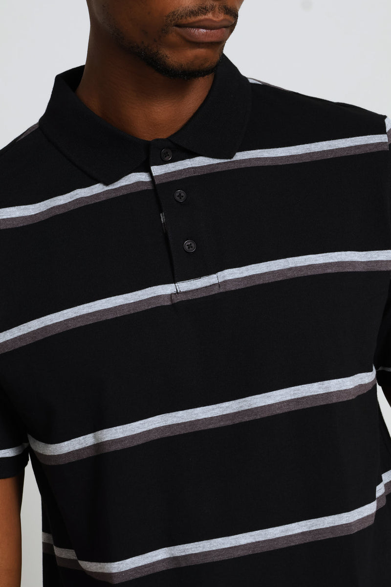 Duo Stripe Golfer - Black/Charcoal