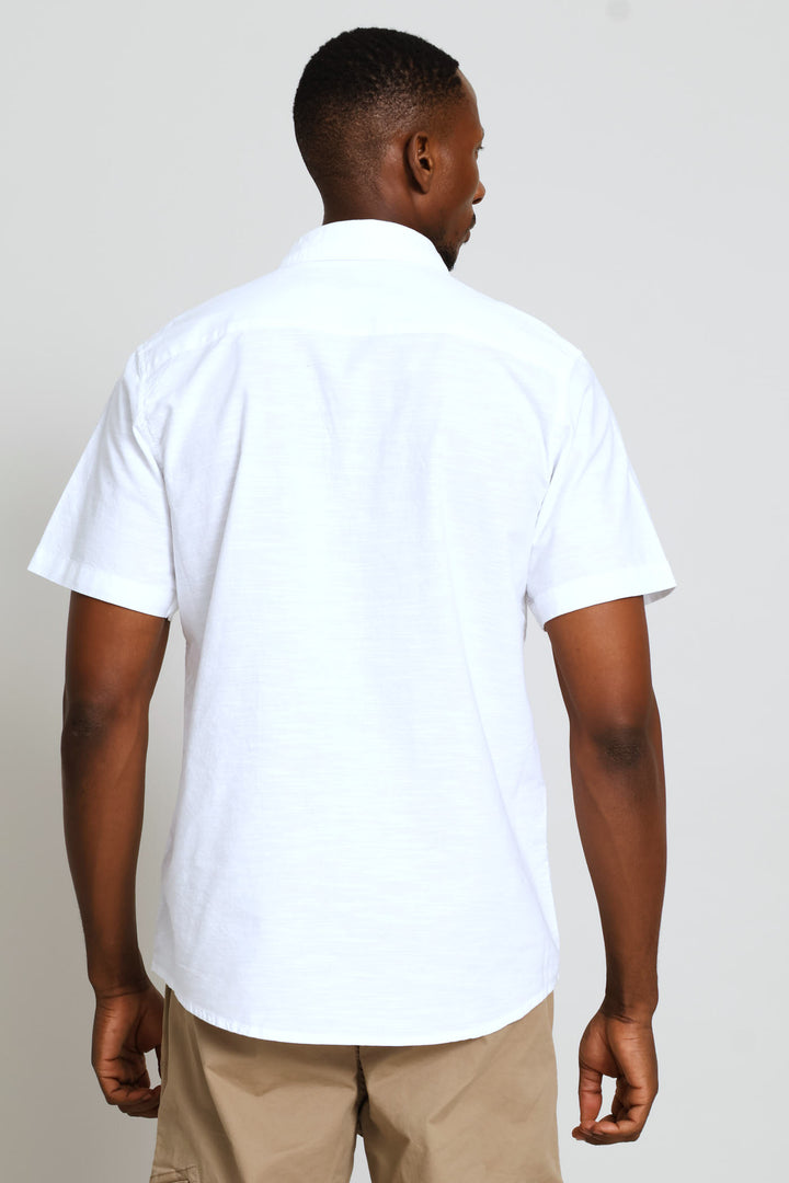 Short Sleeve Slub Regular Shirt - White