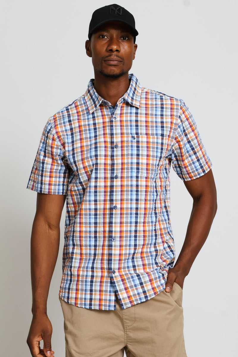 Short Sleeve Seersucker Shirt - Multi