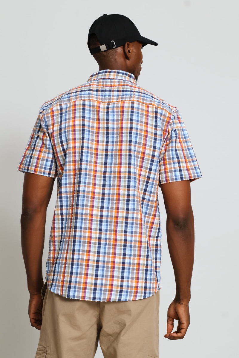 Short Sleeve Seersucker Shirt - Multi