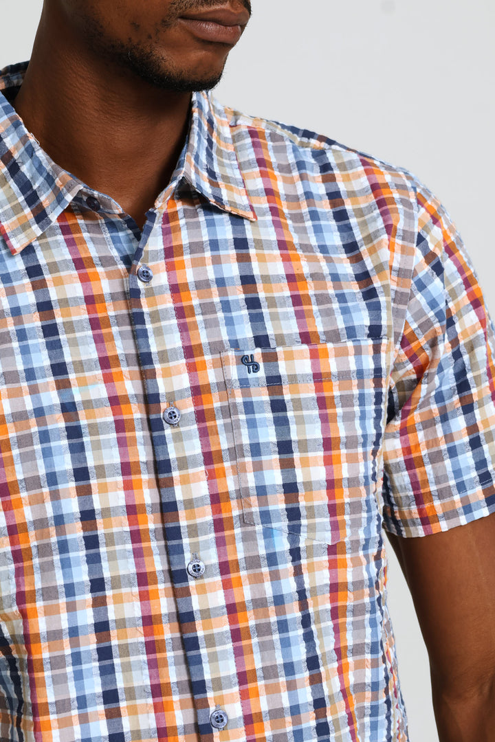 Short Sleeve Seersucker Shirt - Multi