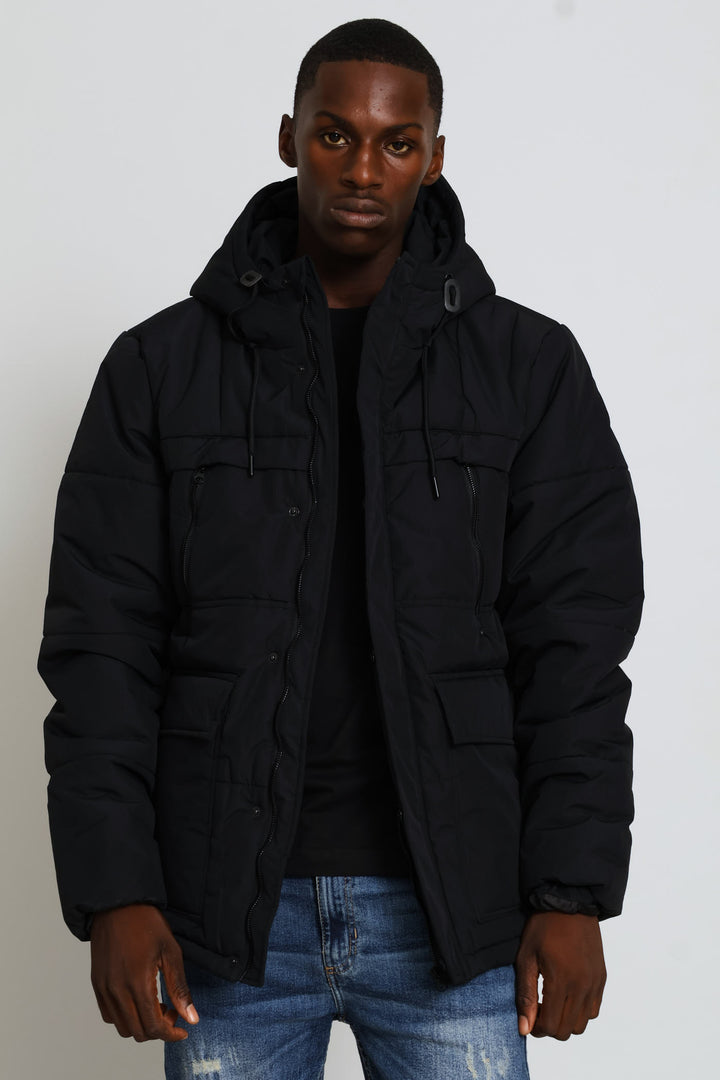 Zip Parker Jacket - Black