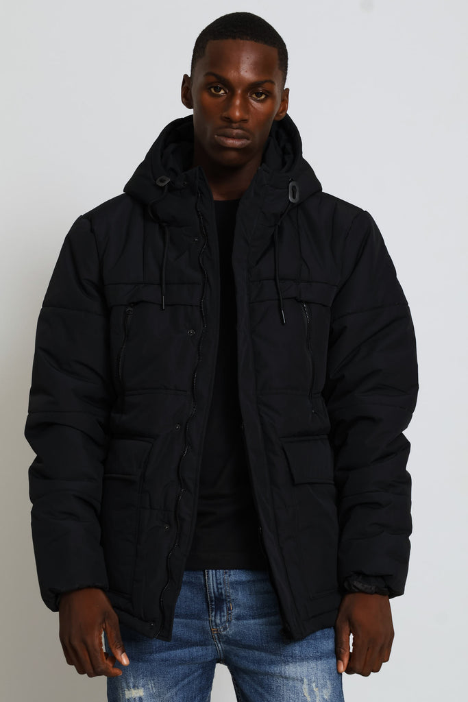 Mens Zip Parker Jacket - Black – Edgars