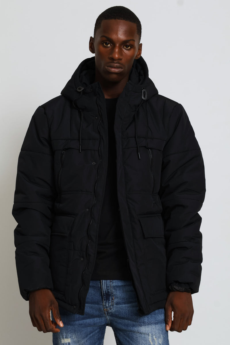 Zip Parker Jacket - Black